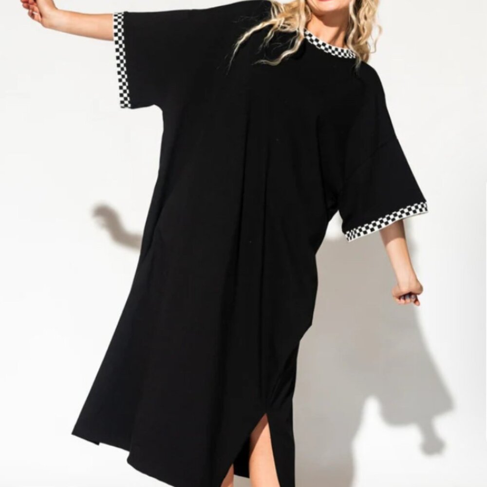 Frankie Dress in Black + Checkerboard Small